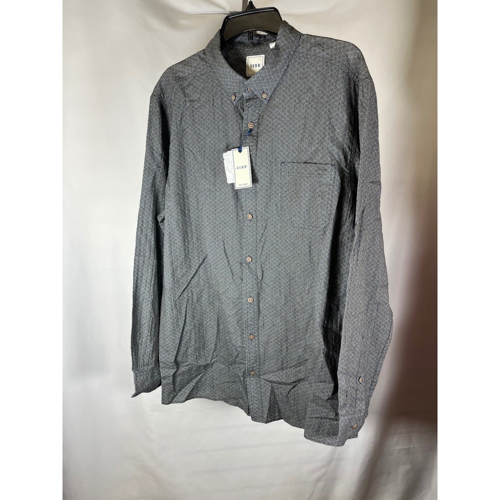 ROWM Tall Man Blue Geometric Diamond Print Button Down Shirt XLT New